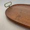 Large Teak Tray Plate Element with Brass Handle attributed to Carl Auböck, Austria, 1950s, Image 8