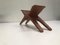 Modernist Foldable Carved Teak Stool, South America, 1970s 6