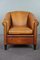 Light Leather Club Armchair with Black Pipping 1