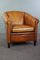 Light Leather Club Armchair with Black Pipping 3