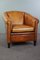 Light Leather Club Armchair with Black Pipping, Image 3