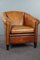 Light Leather Club Armchair with Black Pipping 2