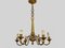 Lámpara de araña de bronce de 6 luces, años 60, Imagen 1
