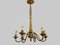 Lámpara de araña de bronce de 6 luces, años 60, Imagen 4