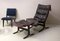 Mid-Century Patinated Black Leather Siesta Chair and Ottoman by Ingmar Relling, Set of 2, Image 5