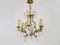 6-Light Bronze Cage Chandelier with Glass Pendants, 1960s, Image 3