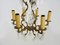 6-Light Bronze Cage Chandelier with Glass Pendants, 1960s, Image 6