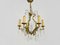 6-Light Bronze Cage Chandelier with Glass Pendants, 1960s, Image 5
