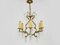 6-Light Bronze Cage Chandelier with Glass Pendants, 1960s, Image 1