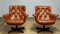 Eva Swivel Chairs in Cognac Leather attributed to Göte Möbler Nässjö, Sweden, 1960s, Set of 2 16