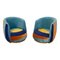 Small Cockpit Armchairs in Smooth Velvet Four Colours, 1980s, Set of 2 1