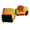 Asymmetrical Armchairs in Multicolored Fabric, 1990s, Set of 2, Image 9