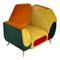 Asymmetrical Armchairs in Multicolored Fabric, 1990s, Set of 2, Image 2
