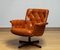 Cognac Leather Swivel Chair attributed to Göte Möbler Nässjö Sweden, 1960s 2