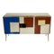 Sideboard with Three Multicolored Glass Doors, 1980s 1