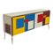 Four Glass Doors Sideboard with Enlightened Handles, 1980s, Image 2