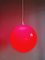 Lámpara de suspensión vintage grande en rojo opalino, años 70, Imagen 8