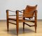 Chaise Safari en Cuir Cognac-Tan par Aage Bruru & Son., Danemark, 1960s 14