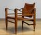 Chaise Safari en Cuir Cognac-Tan par Aage Bruru & Son., Danemark, 1960s 5