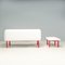 White Velvet and Red Sofa & Footstool attributed to Inga Sempé Ruché for Ligne Roset, Set of 2, Image 6