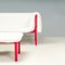 White Velvet and Red Sofa & Footstool attributed to Inga Sempé Ruché for Ligne Roset, Set of 2 5