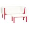 White Velvet and Red Sofa & Footstool attributed to Inga Sempé Ruché for Ligne Roset, Set of 2, Image 1