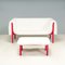 Sofá y reposapiés de terciopelo blanco y rojo atribuido a Inga Sempé Ruché para Ligne Roset, Imagen 2