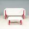 White Velvet and Red Sofa & Footstool attributed to Inga Sempé Ruché for Ligne Roset, Set of 2 2