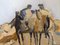 Horse Riders, 1950s, Linen & Silver, Framed 9