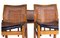 Chaises en Noyer, Cuir et Paille de Molteni, Set de 5 4