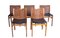 Chairs in Walnut, Leather and Straw from Molteni, Set of 5 1