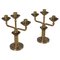 Mid-Century Bauhaus Rationalist Candleholders in Brass, Italy, 1930s, Set of 2, Image 1