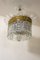 Ovale Deckenlampe aus Kristallglas & gemeißelter Bronze, 1930er 6
