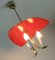 Mid-Century 3-Leuchten Deckenlampe aus Messing Metall Kunststoff im Stilnovo Stil, 1950er 3