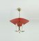 Mid-Century 3-Light Ceiling Light in Brass Metal Plastic in the style of Stilnovo, 1950s, Image 1