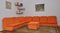 Divano modulare in velluto a coste arancione, anni '70, set di 8, Immagine 3