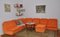 Divano modulare in velluto a coste arancione, anni '70, set di 8, Immagine 4