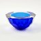 Large Sommerso Diamond Faceted Geode Murano Glass Bowl by Mandruzzato, Italy, 1970s 3