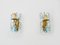 Vintage Bronze Wall Sconces with Blue and Transparent Pendants, Set of 2, Image 6