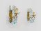 Vintage Bronze Wall Sconces with Blue and Transparent Pendants, Set of 2 3