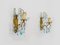 Vintage Bronze Wall Sconces with Blue and Transparent Pendants, Set of 2, Image 3