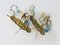 Vintage Bronze Wall Sconces with Blue and Transparent Pendants, Set of 2, Image 9