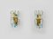 Vintage Bronze Wall Sconces with Blue and Transparent Pendants, Set of 2 1