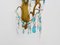 Vintage Wandleuchten aus Bronze mit Blauen & Transparenten Anhängern, 2er Set 8