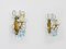 Vintage Bronze Wall Sconces with Blue and Transparent Pendants, Set of 2, Image 5