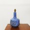 Lámpara vintage de cerámica esmaltada tallada en azul, años 70, Imagen 2