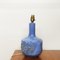 Blaue geschnitzte Vintage Lampe aus glasierter Keramik, 1970er 7