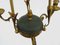 Lámpara de araña estilo Imperio de bronce dorado y chapa verde, años 20, Imagen 7