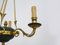 Lámpara de araña estilo Imperio de bronce dorado y chapa verde, años 20, Imagen 8