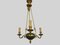 Empire Style Suspension Chandelier in Gilded Bronze and Green Sheet Metal, 1920s, Image 1
